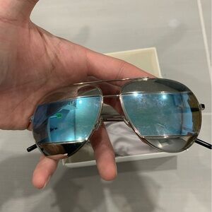 Dior split sunglasses silver/blue